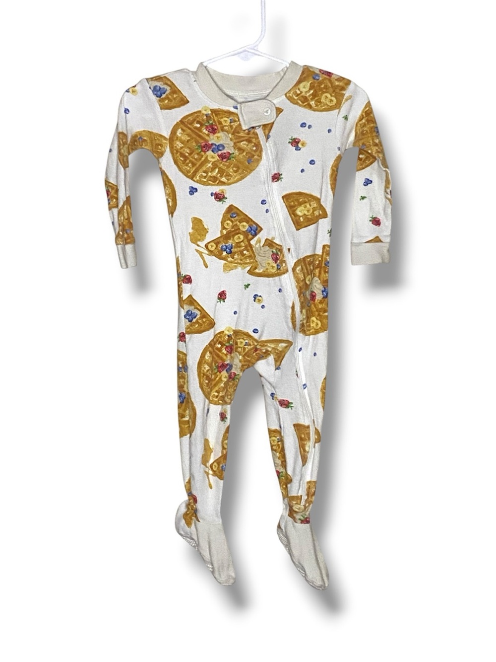 Burt's Bees White Footed One-Piece with Golden Waffle Print